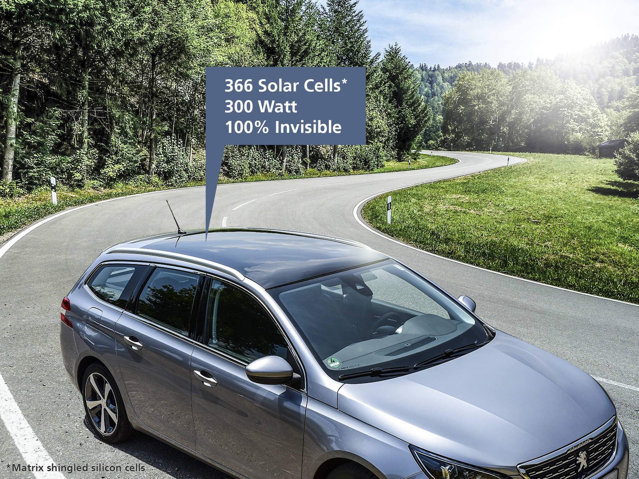 Photovoltaik unsichtbar in ein Autodach integriert: Die Morpho-Color®-Glasbeschichtung ermöglicht eine Anpassung der Farbe an das Fahrzeug. Photovoltaik unsichtbar in ein Autodach integriert: Die Morpho-Color®-Glasbeschichtung ermöglicht eine Anpassung der Farbe an das Fahrzeug.