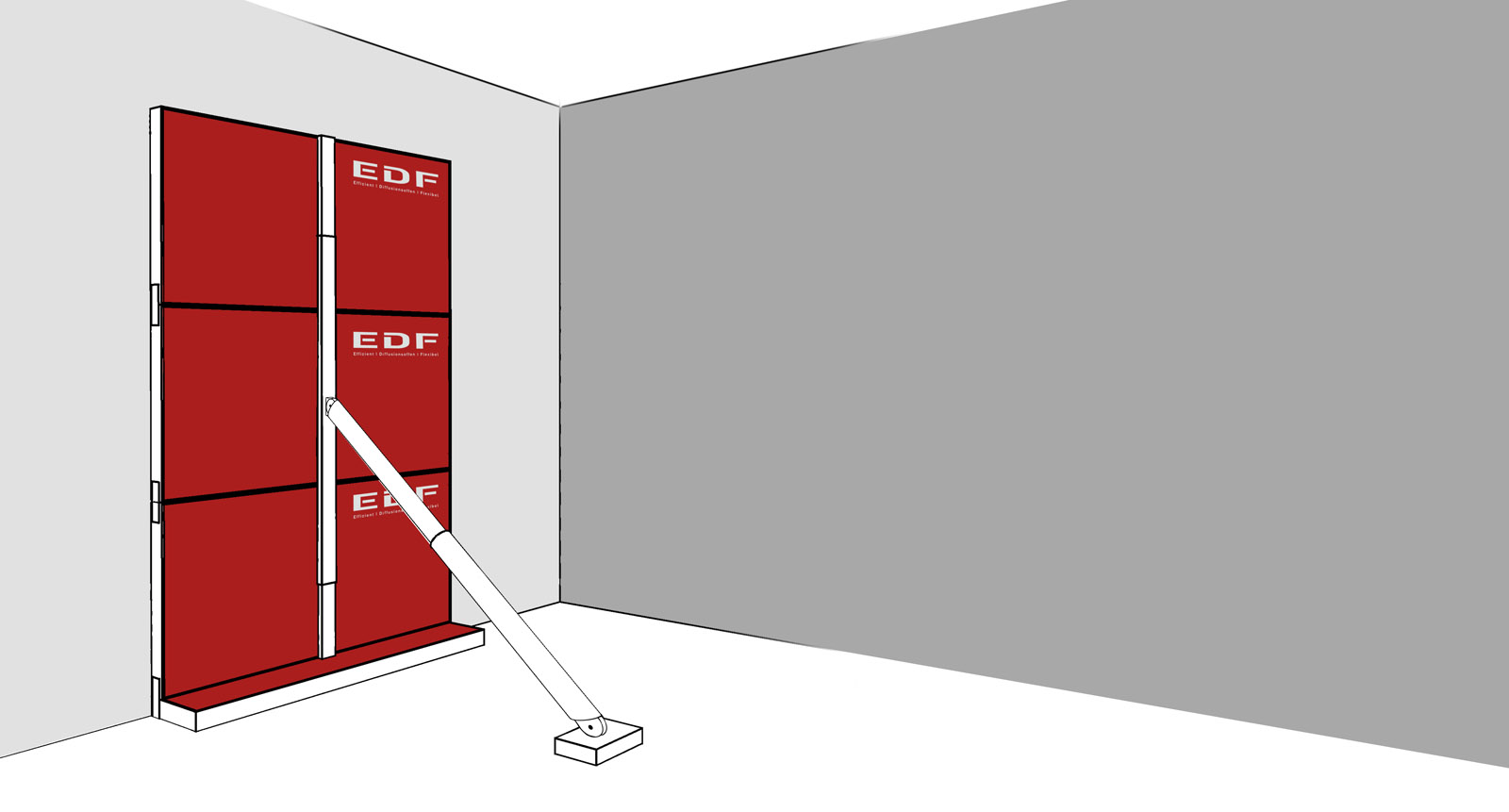 The EDF drying system applies heat directly to the wet interior wall. The EDF drying system applies heat directly to the wet interior wall.